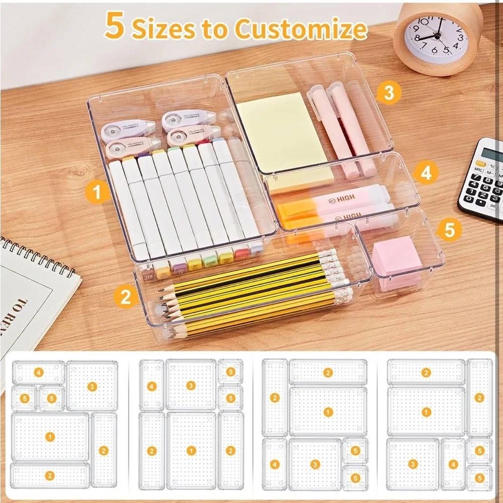 Clear Plastic Storage Bin Set - Multi-Size Organizer